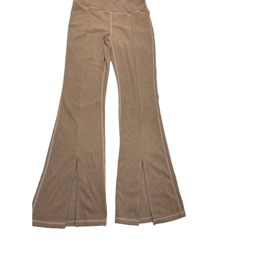 MONO B WOMEN BRUSHED RIBBED FLARE LEGGINGS RIB-FRONT SLIT SIZE M PULL ON - Picture 12 of 16